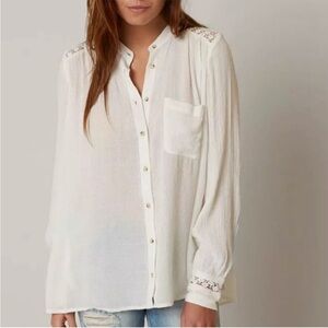 free people ivory the best blouse crochet accent rayon Size Large